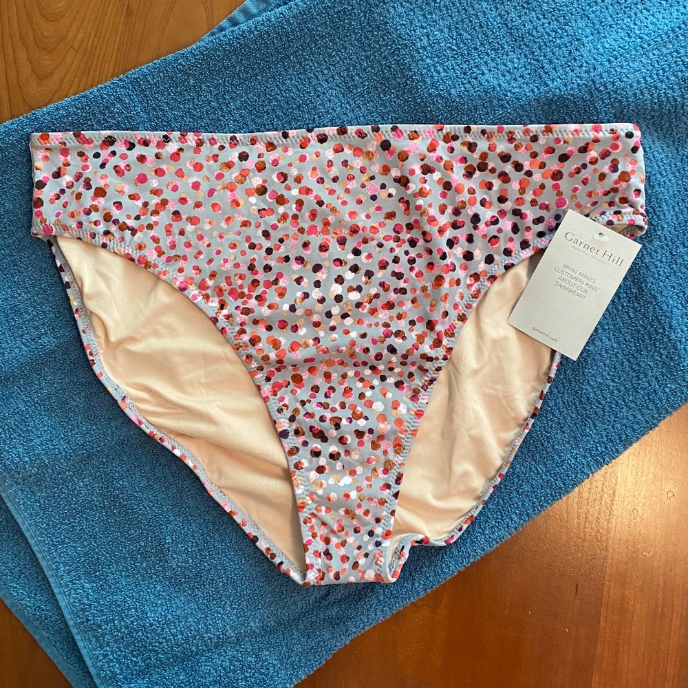 Garnet Hill Polka Dot Bikini Bottoms, Size 16